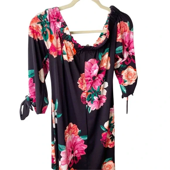 Eliza J Presidential Blue Day Floral Off Shoulder Sheath Dress 4 - Picture 8 of 9